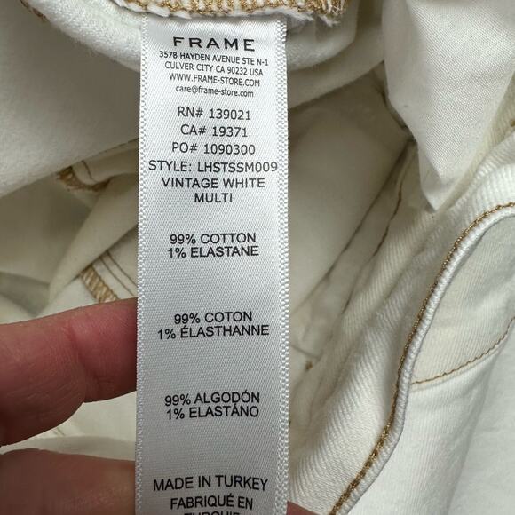 Frame Le High Straight Jeans Two Tone White Cream Size 27 - Picture 5 of 6